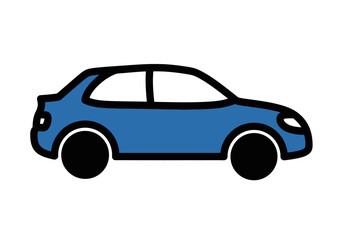 Fototapeta premium Simple Blue Car Icon Vector Illustration.