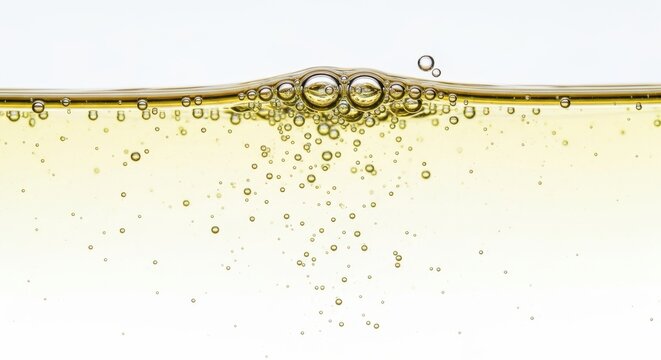 champagne or prosecco with bubbles rising to the surface in a glass  fizzy drink
