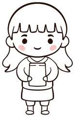 Fototapeta premium Cartoon Girl Reading a Book Sticker