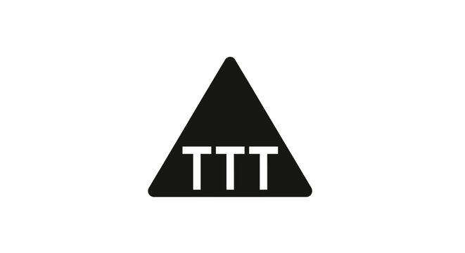 Black Triangle with White Lettering Inside.