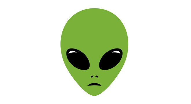 Green alien head illustration isolated on white background for design