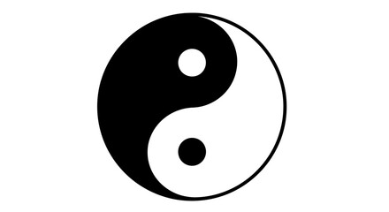 Yin yang symbol on white background representing balance and harmony
