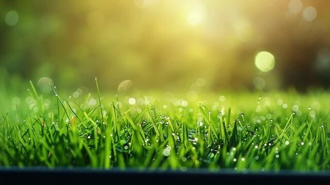 Automatic sprinkler system watering the lawn