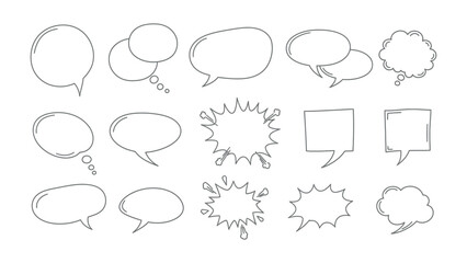 Fototapeta premium Conversational Bubbles: A variety of speech bubbles offers a versatile backdrop for communication concepts, with a focus on simplicity and clarity. 