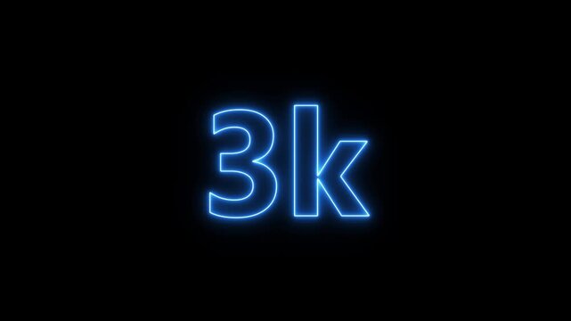 3k.Congratulations. subscribers. neon number. Alpha channel animation in Easy to put into any video. 3k Follower neon Text And Firework Animation Subscribers.