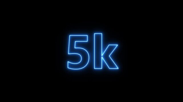 5k Follower, Glowing 5k Followers Video, Luxury 5k Followers animation text with neon glitter particles on black background 5K Following Banner Animation Videos