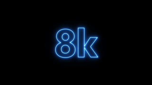 Glowing neon pink and blue color 15k number text icon animation followers or subscribers and like comment letter celebration on black background