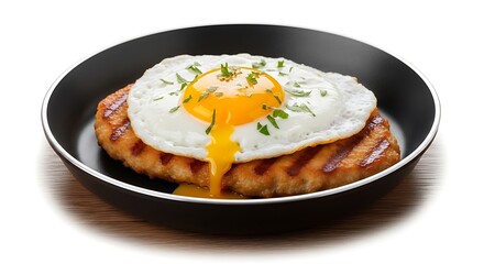 Delicious breakfast with egg and meat