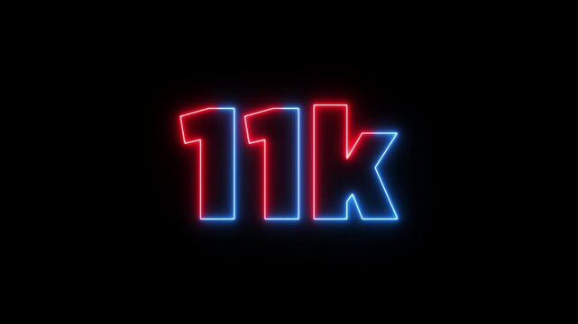 Neon blue glowing 31 k word 31k Followers Celebration text animation.on a black background.