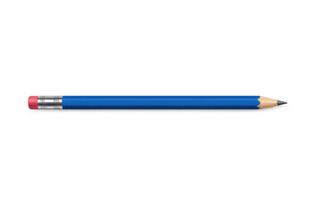 Blue pencil with pink eraser and graphite lead, a writing and drawing tool for school and office tasks