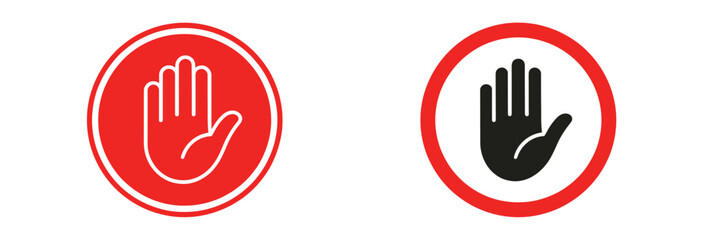 Stop hand signals in red and black indicating prohibition or halt © MdAbuzar
