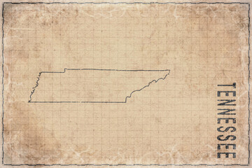Antique Map of Tennessee on Aged Paper