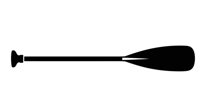 Black Paddle Silhouette on White Background.