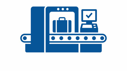 Airport Security Scanner with Luggage and Checkmark Icon. Vector Illustration. EPS Editable