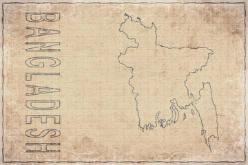 Antique Map of Bangladesh on Aged Paper