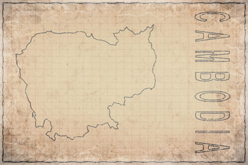 Antique Map of Cambodia on Aged Paper