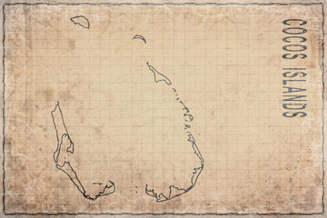 Obraz premium Antique Map of Cocos Islands on Aged Paper