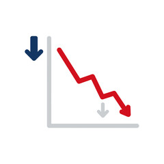 Data Trend Line Going Down Icon for Performance Degradation and Analysis