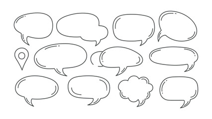 Fototapeta premium Dialogue Bubbles: A collection of various empty speech bubbles, each designed with different shapes and sizes, ready to convey thoughts, ideas, and conversations. 