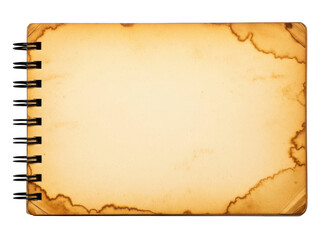 Vintage spiral notebook page isolated on transparent background