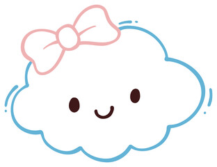 Cute Cloud Character with Bow