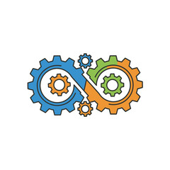 Infinite Loop Symbol with Gears Icon for Continuous Improvement and DevOps