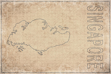Obraz premium Antique Map of Singapore on Aged Paper