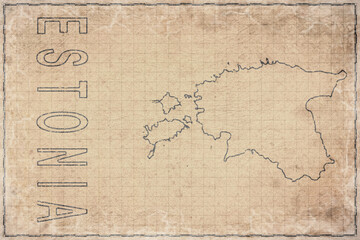 Fototapeta premium Antique Map of Estonia on Aged Paper