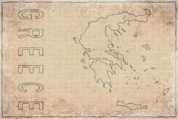 Obraz premium Antique Map of Greece on Aged Paper