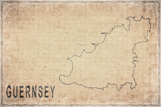 Antique Map of Guernsey on Aged Paper