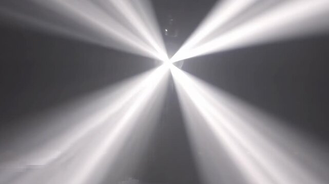 Ultra realistic crossed spotlight beams illumination studio lighting effect dramatic cinematic rays volumetric atmosphere professional stage illumination contrast shadow sharp focused overhead project