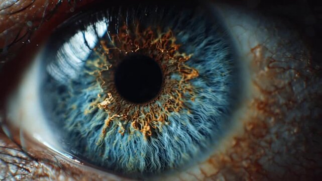 Human eye iris opening pupil extreme close up slow motion 60fps 4k
