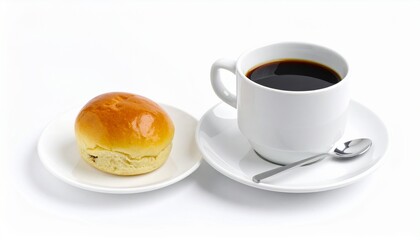 traditional black coffee kopi with soft bun bread