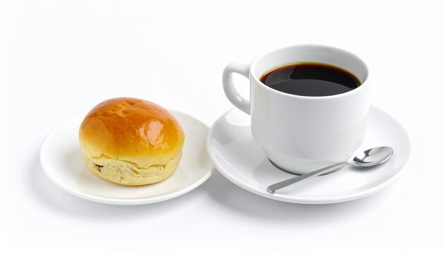 traditional black coffee kopi with soft bun bread