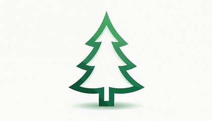 Obraz premium Green outline Christmas tree illustration on white background. Simple minimalist icon for holiday designs and winter season graphics. Festive element for xmas.