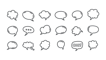 Obraz premium Dialogue Bubble Variations: A collection of various dialogue bubble shapes in different styles and forms. Conveying ideas, thoughts, and conversations. 