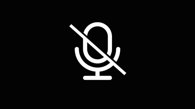 Muted microphone icon animation transparent background
