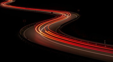 night highway traffic, long exposure, car lights trails