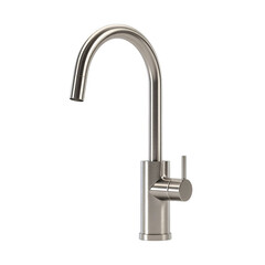 PNG of Modern stainless steel kitchen faucet with a sleek design and ergonomic handle.