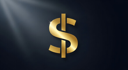 Obraz premium Golden Dollar Sign Symbol Finance Wealth.