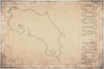 Fototapeta premium Antique Map of Costa Rica on Aged Paper