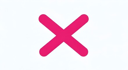 Obraz premium pink cross symbol on white background, cancel or close icon