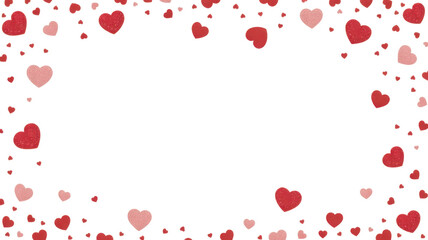 valentines day red hearts frame shiny glitter isolated on transparent background,png love and passion 14 February and anniversary social media overlay design element 