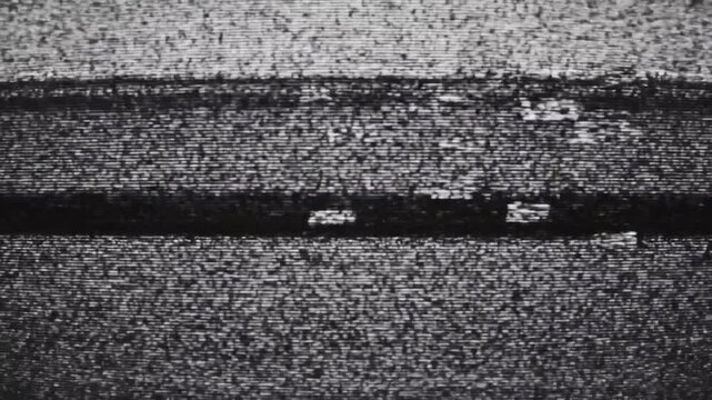 Distorted television static screen with black and white noise
