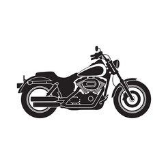 Obraz premium black and white illustration of a classic cruiser motorcycle with detailed engine view