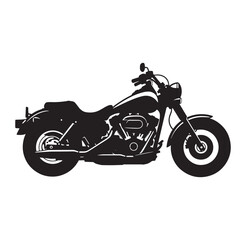 Obraz premium black motorcycle silhouette isolated on white background side view