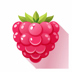 Raspberry Icon: A vibrant raspberry icon with gradient design and a long shadow effect sits poised against a bright canvas.