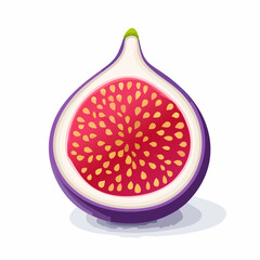 Fig in Profile: A close-up profile reveals the vibrant interior of a ripe fig, its flesh bursting with seeds and surrounded by a soft, purple exterior.