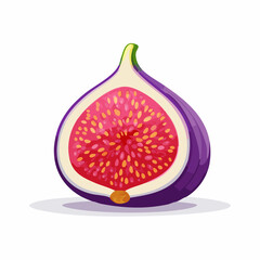 Vibrant Fig Cut: A close-up view of a fresh fig, bisected to showcase its intricate inner structure and inviting texture. 