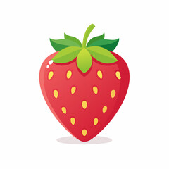 Juicy Strawberry Delight: A vibrant illustration of a ripe, luscious strawberry, boasting a bright red hue, green leaves, and perfectly placed seeds.